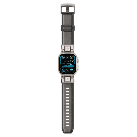 Apple Watch 4-6, SE, SE (2022) (42 / 44 mm) / Watch 7-9 (45 mm) / Watch 10 (46 mm) / Watch Ultra 1-2 (49 mm), szilikon pótszíj, fém csatlakozással, Spigen DuraPro Armor, szürke