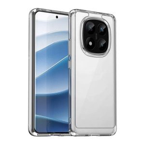 Xiaomi Redmi Note 14 Pro Plus 5G (Global), Műanyag hátlap védőtok + szilikon keret, közepesen ütésálló, átlátszó hátlap, átlátszó
