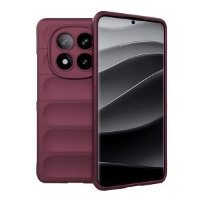 Xiaomi Redmi Note 14 Pro Plus 5G (Global), Szilikon tok, közepesen ütésálló, 3D minta, bordó