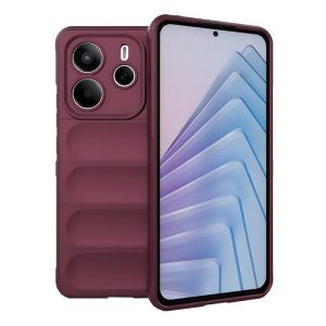 Xiaomi Redmi Note 14 5G (Global), Szilikon tok, közepesen ütésálló, 3D minta, bordó