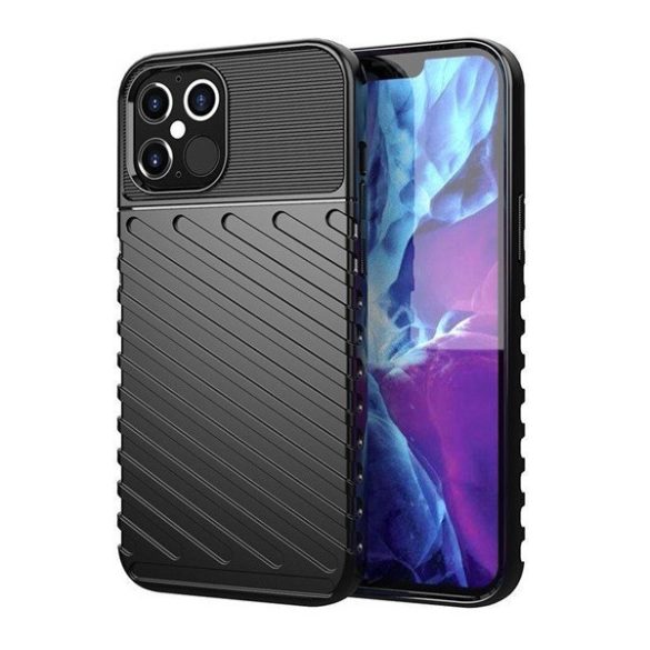 Xiaomi Redmi Note 14 Pro Plus 5G (Global), Szilikon tok, közepesen ütésálló, domború csíkos minta, fekete