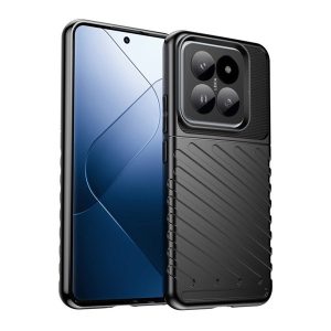 Xiaomi Redmi Note 14 Pro 5G (Global) / Poco X7, Szilikon tok, közepesen ütésálló, domború csíkos minta, fekete