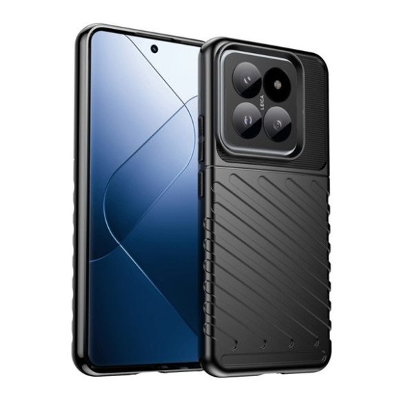 Xiaomi Redmi Note 14 Pro 5G (Global) / Poco X7, Szilikon tok, közepesen ütésálló, domború csíkos minta, fekete