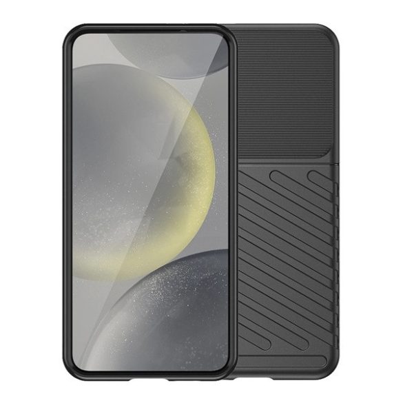 Xiaomi Redmi Note 14 5G (Global), Szilikon tok, közepesen ütésálló, domború csíkos minta, fekete