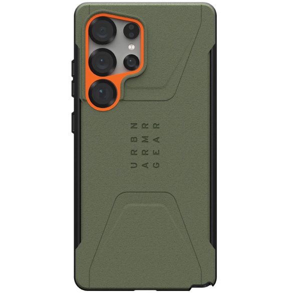 Samsung Galaxy S25 Ultra SM-S938, Műanyag hátlap védőtok, szilikon belső, közepesen ütésálló, Magsafe kompatibilis, UAG Civilian Pro Magsafe, zöld/narancs