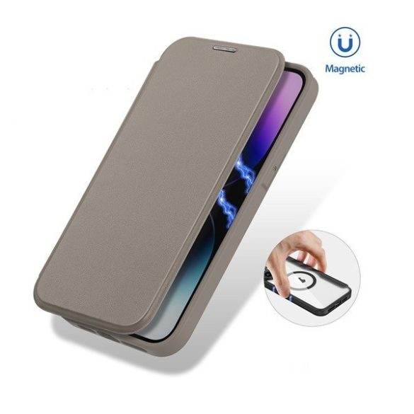 Apple iPhone 16e, Oldalra nyíló tok, stand, közepesen ütésálló, Magsafe kompatibilis, Dux Ducis Skin Pro Magsafe, fekete