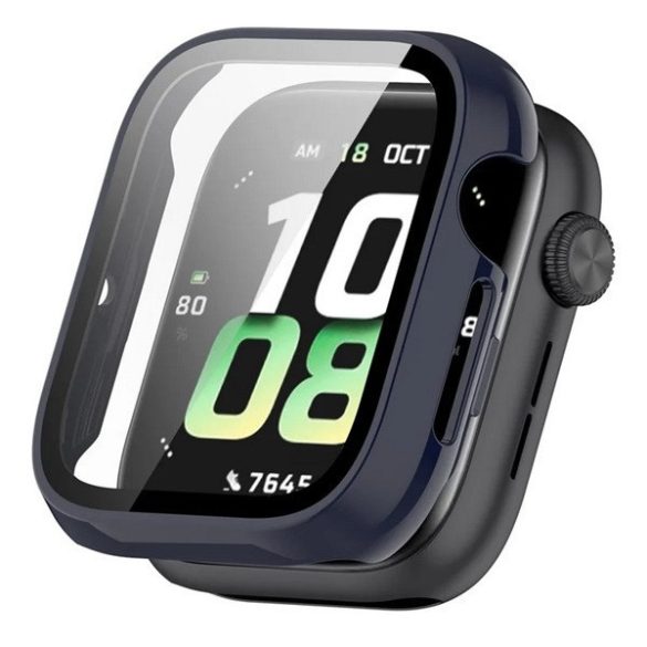 Huawei Honor Watch 5, Műanyag védőkeret, kijelzővédő üveggel, közepesen ütésálló, szíj nélkül, sötétkék