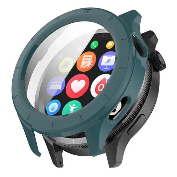 Xiaomi Watch S4, Műanyag védőkeret, kijelzővédő üveggel, közepesen ütésálló, szíj nélkül, sötétzöld