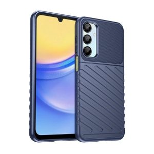 Samsung Galaxy A56 5G SM-A566B, Szilikon tok, közepesen ütésálló, domború csíkos minta, sötétkék