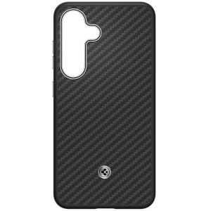 Samsung Galaxy S25 Plus SM-S936, Szilikon tok + műanyag hátlap, közepesen ütésálló, légpárnás sarok, Aramid - Kevlár bevonat, Magsafe töltővel kompatibilis, karbon minta, Samsung Spigen Enzo Aramid, fekete, gyári