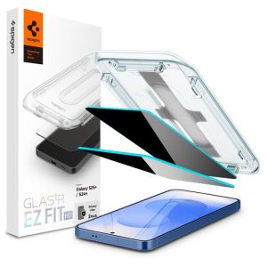 Samsung Galaxy S24 Plus / S25 Plus SM-S926 / S939, Kijelzővédő fólia, ütésálló fólia (az íves részre is!), Tempered Glass (edzett üveg), Spigen Ez Fit HD Privacy, Clear, 2 db / csomag
