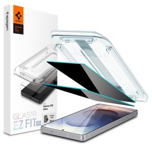 Samsung Galaxy S25 Ultra SM-S938, Kijelzővédő fólia, ütésálló fólia (az íves részre is!), Tempered Glass (edzett üveg), Spigen Ez Fit HD Privacy, Clear, 2 db / csomag