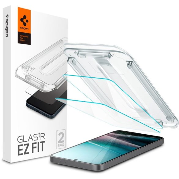 Samsung Galaxy A36 5G SM-A366B, Kijelzővédő fólia, ütésálló fólia (az íves részre is!), Tempered Glass (edzett üveg), Spigen Ez Fit, Clear, 2 db / csomag