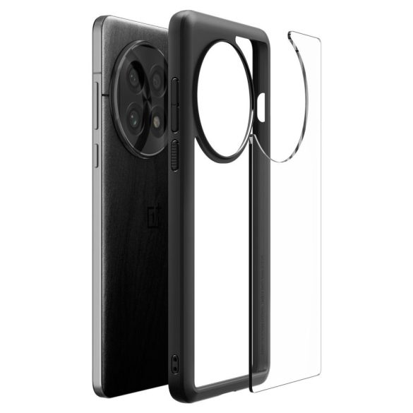 OnePlus 13, Műanyag hátlap védőtok + szilikon keret, Spigen Ultra Hybrid, átlátszó/fekete
