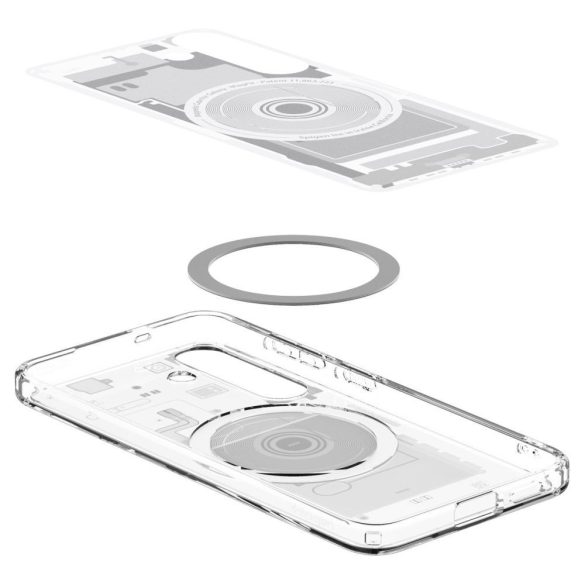 Samsung Galaxy S25 SM-S931, Műanyag hátlap védőtok + szilikon keret, Magsafe töltővel kompatibilis, Telefon belső minta, Spigen Ultra Hybrid Zero One Mag, átlátszó/fehér