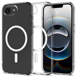 Apple iPhone 16e, Szilikon tok, Magsafe töltővel kompatibilis, Spigen Crystal Flex Mag, átlátszó
