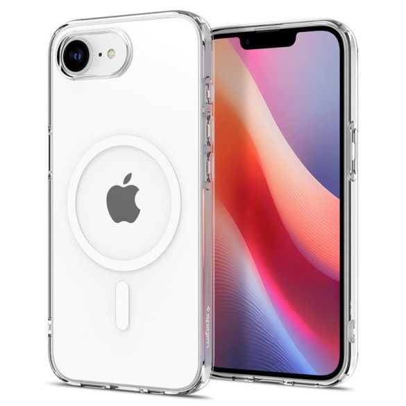Apple iPhone 16e, Szilikon tok, Magsafe töltővel kompatibilis, Spigen Liquid Crystal Mag, átlátszó