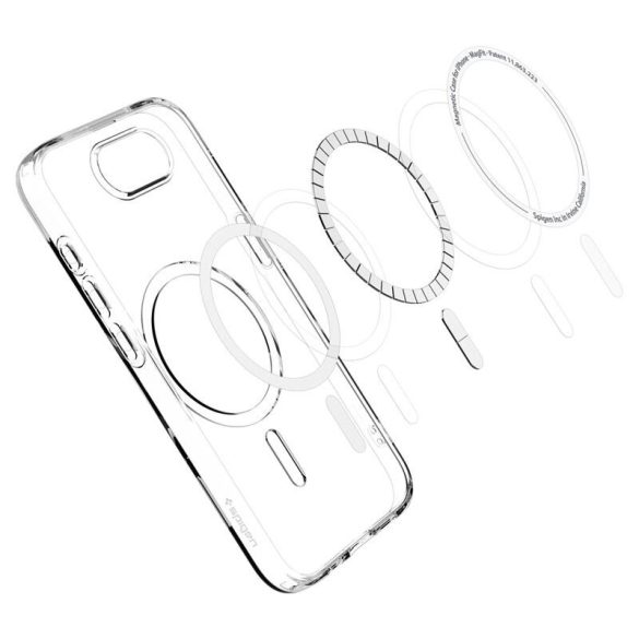 Apple iPhone 16e, Szilikon tok, Magsafe töltővel kompatibilis, Spigen Liquid Crystal Mag, átlátszó