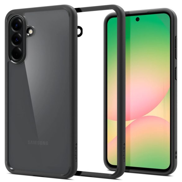 Samsung Galaxy A56 5G SM-A566B, Műanyag hátlap védőtok + szilikon keret, Spigen Ultra Hybrid, átlátszó/fekete