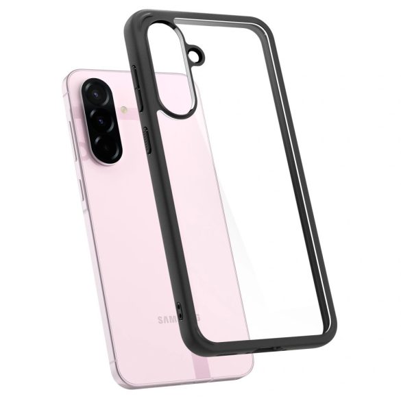 Samsung Galaxy A56 5G SM-A566B, Műanyag hátlap védőtok + szilikon keret, Spigen Ultra Hybrid, átlátszó/fekete