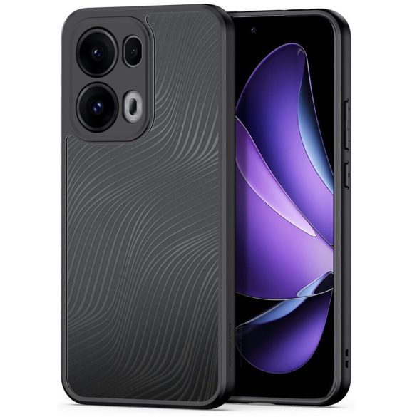 Oppo Reno13 Pro, Műanyag hátlap védőtok + szilikon keret, hullám minta, Dux Ducis Aimo, áttetsző/fekete