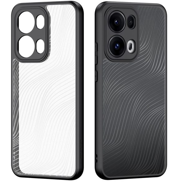 Oppo Reno13 Pro, Műanyag hátlap védőtok + szilikon keret, hullám minta, Dux Ducis Aimo, áttetsző/fekete