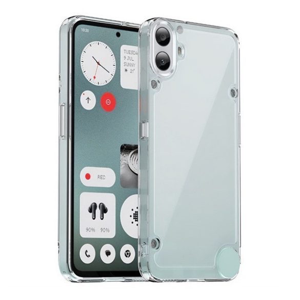 Nothing CMF Phone 1, Műanyag hátlap védőtok + szilikon keret, közepesen ütésálló, átlátszó hátlap, átlátszó