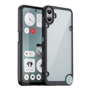 Nothing CMF Phone 1, Műanyag hátlap védőtok + szilikon keret, közepesen ütésálló, átlátszó hátlap, fekete