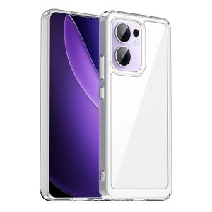 Oppo Reno13 F 4G / Reno13 F 5G, Műanyag hátlap védőtok + szilikon keret, közepesen ütésálló, átlátszó hátlap, átlátszó