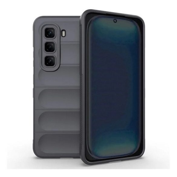Infinix Hot 50 Pro 4G (X6881), Szilikon tok, közepesen ütésálló, 3D minta, sötétszürke