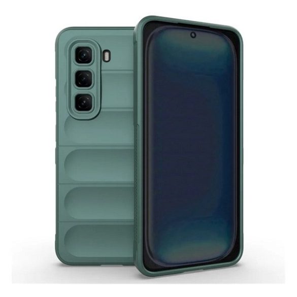 Infinix Hot 50 Pro 4G (X6881), Szilikon tok, közepesen ütésálló, 3D minta, sötétzöld