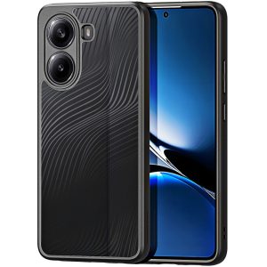 Xiaomi Poco X7 Pro, Műanyag hátlap védőtok + szilikon keret, hullám minta, Dux Ducis Aimo, áttetsző/fekete