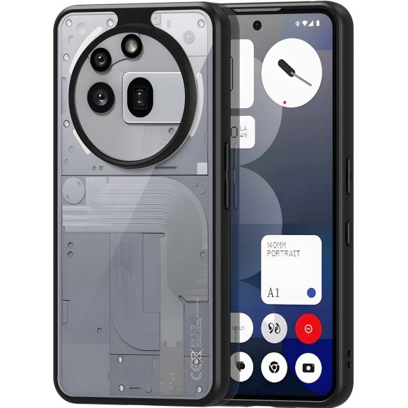 Nothing Phone 3a Pro, Műanyag hátlap védőtok + szilikon keret, Dux Ducis Aimo, átlátszó/fekete