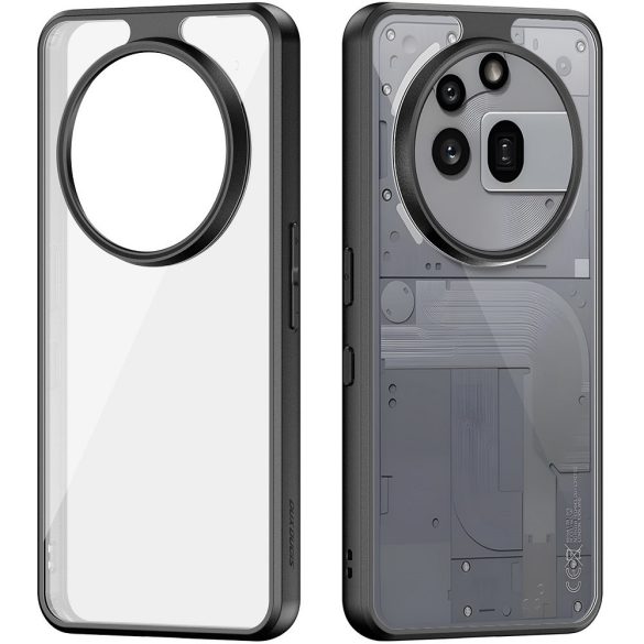 Nothing Phone 3a Pro, Műanyag hátlap védőtok + szilikon keret, Dux Ducis Aimo, átlátszó/fekete