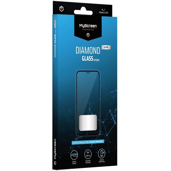 Samsung Galaxy A56 5G SM-A566B, Kijelzővédő fólia, ütésálló fólia (az íves részre is!), Diamond Glass (Edzett gyémántüveg), Full Glue, MyScreen Protector Edge Lite, fekete
