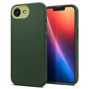 Apple iPhone 16e, Szilikon tok, közepesen ütésálló, légpárnás sarok, Magsafe töltővel kompatibilis, Spigen Caseology Nano Pop Mag, sötétzöld