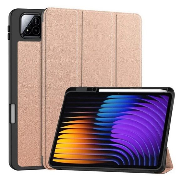 Xiaomi Pad 7 (11.2) / Pad 7 Pro (11.2), mappa tok, Trifold, érintőceruza tartó, vörösarany