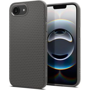 Apple iPhone 16e, Szilikon tok, Spigen Liquid Air, háromszög minta, szürke