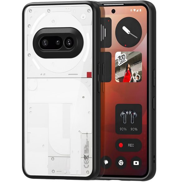 Nothing Phone 3a, Műanyag hátlap védőtok + szilikon keret, Dux Ducis Aimo, átlátszó/fekete
