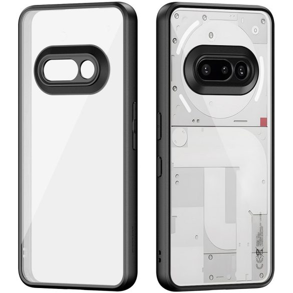 Nothing Phone 3a, Műanyag hátlap védőtok + szilikon keret, Dux Ducis Aimo, átlátszó/fekete