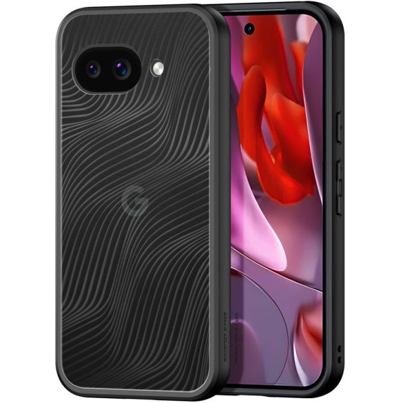 Google Pixel 9a, Műanyag hátlap védőtok + szilikon keret, hullám minta, Dux Ducis Aimo, áttetsző/fekete
