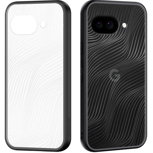 Google Pixel 9a, Műanyag hátlap védőtok + szilikon keret, hullám minta, Dux Ducis Aimo, áttetsző/fekete