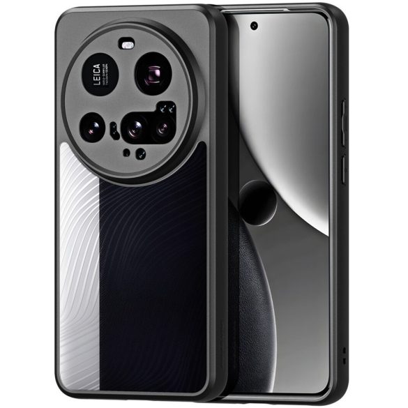 Xiaomi 15 Ultra, Műanyag hátlap védőtok + szilikon keret, hullám minta, Dux Ducis Aimo, áttetsző/fekete