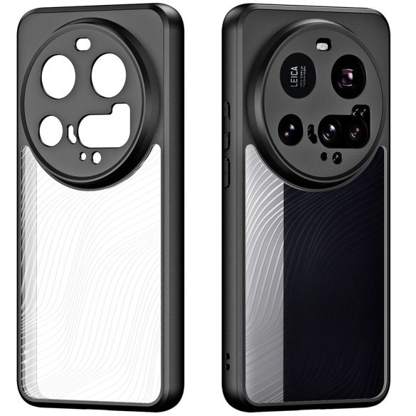 Xiaomi 15 Ultra, Műanyag hátlap védőtok + szilikon keret, hullám minta, Dux Ducis Aimo, áttetsző/fekete