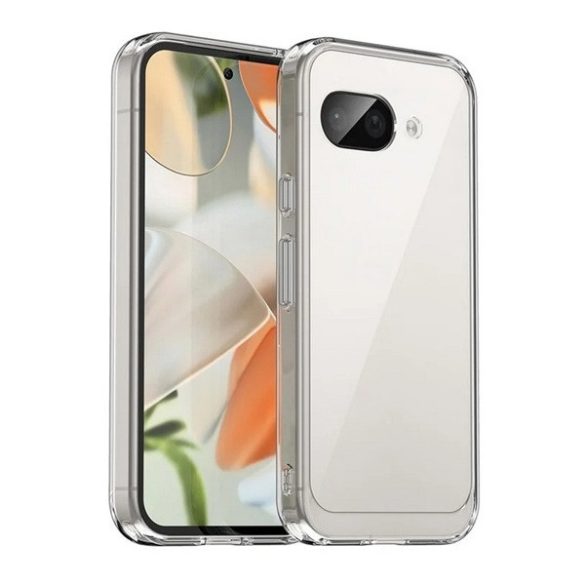 Google Pixel 9a, Műanyag hátlap védőtok + szilikon keret, közepesen ütésálló, átlátszó hátlap, átlátszó