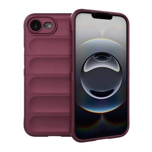 Apple iPhone 16e, Szilikon tok, közepesen ütésálló, 3D minta, bordó