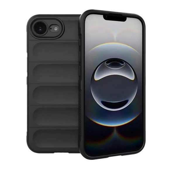 Apple iPhone 16e, Szilikon tok, közepesen ütésálló, 3D minta, fekete