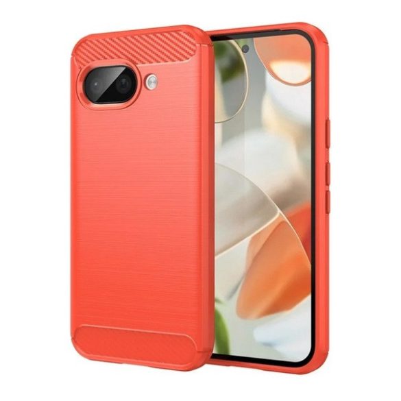 Google Pixel 9a, közepesen ütésálló, szálcsiszolt, karbon minta, piros