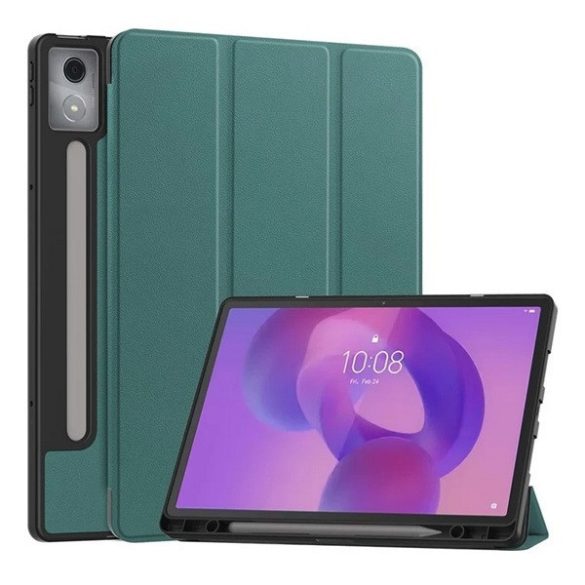 Lenovo Idea Tab Pro (12.7) TB-373, mappa tok, Trifold, érintőceruza tartó, sötétzöld