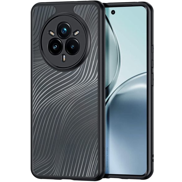 Realme 14 Pro, Műanyag hátlap védőtok + szilikon keret, hullám minta, Dux Ducis Aimo, áttetsző/fekete